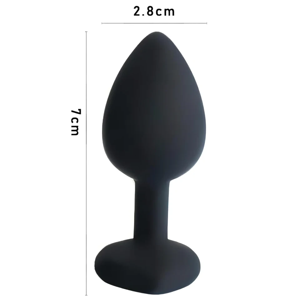 Sunfo - szilikon anál plug szíves piros kővel (fekete)