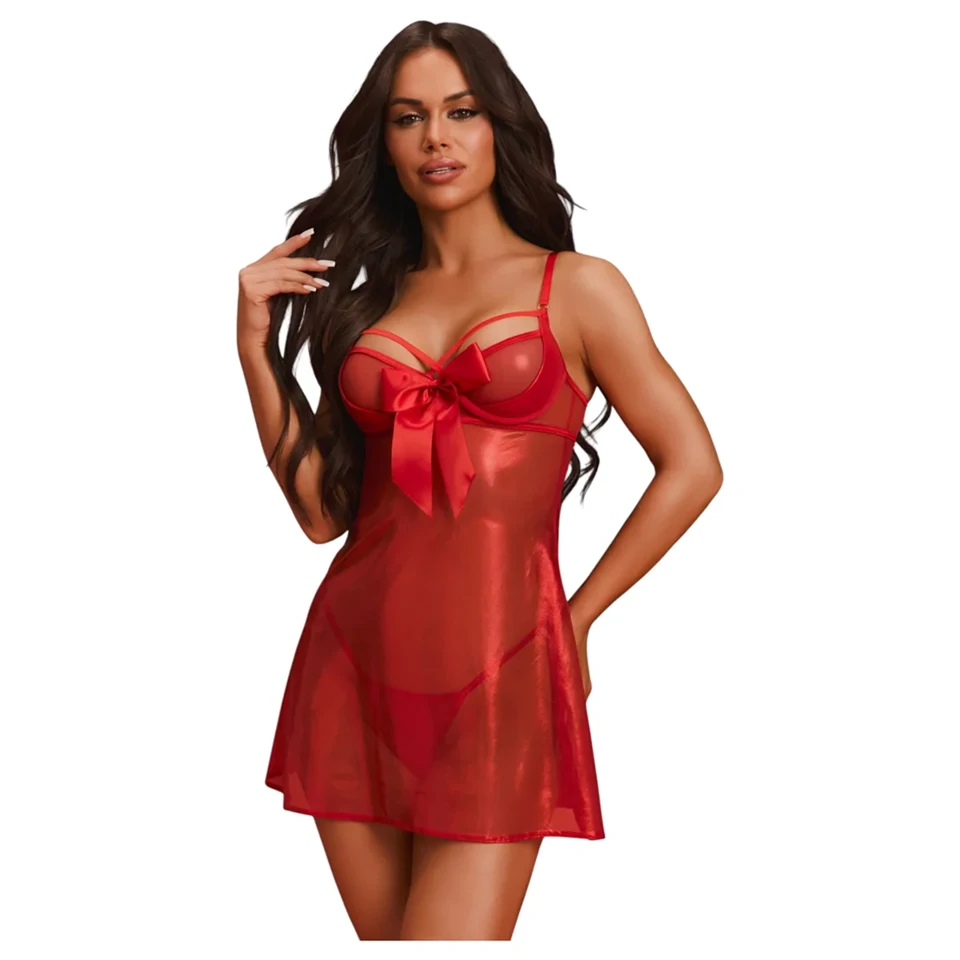 Obsessive Gifty - babydoll és tanga szett (piros)