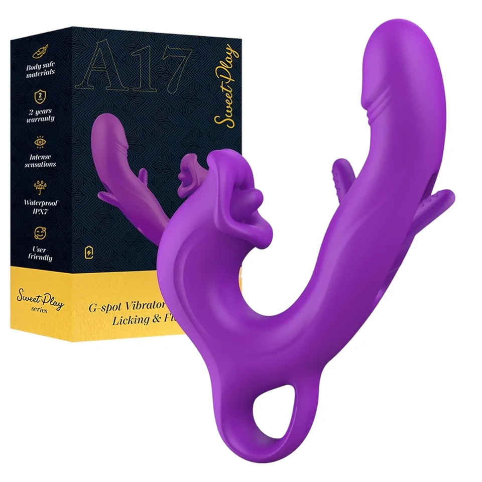 Erospace Sweet Play - nyelves csiklóizgató és bólogató G-pont vibrátor (lila)