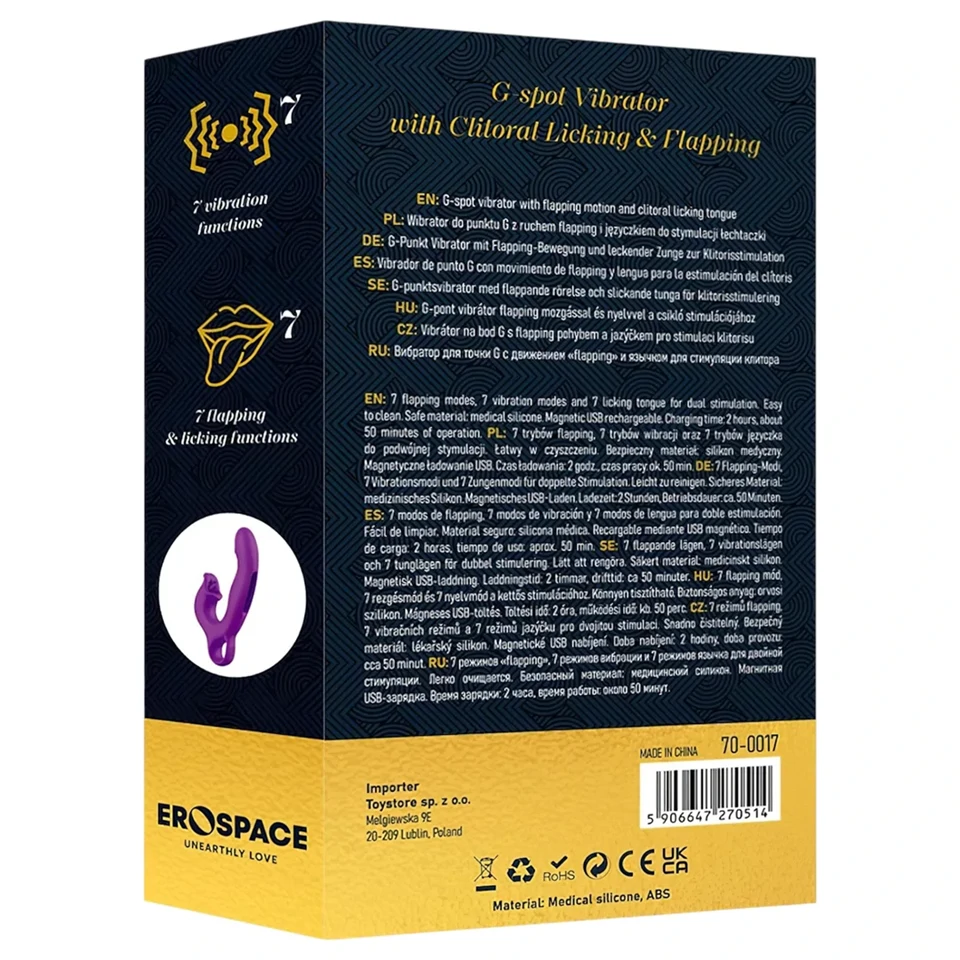 Erospace Sweet Play - nyelves csiklóizgató és bólogató G-pont vibrátor (lila)