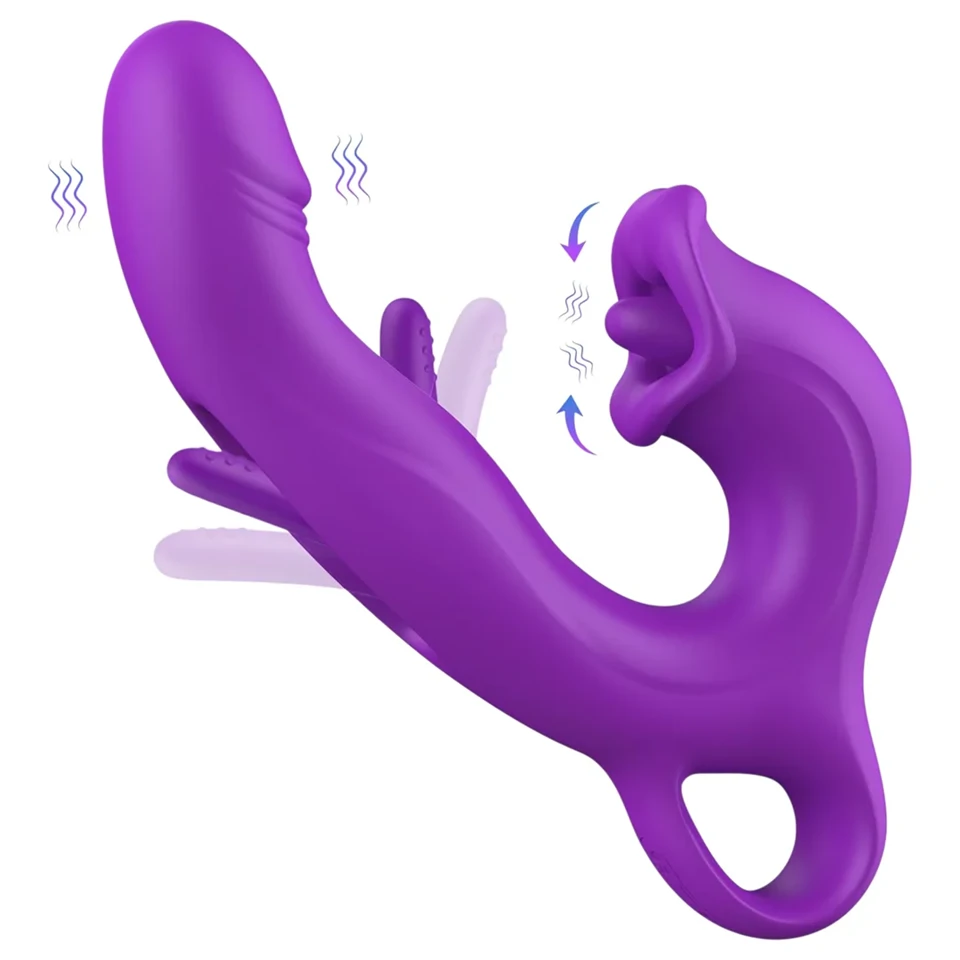 Erospace Sweet Play - nyelves csiklóizgató és bólogató G-pont vibrátor (lila)