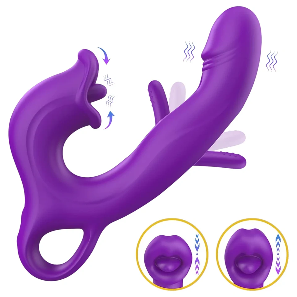 Erospace Sweet Play - nyelves csiklóizgató és bólogató G-pont vibrátor (lila)