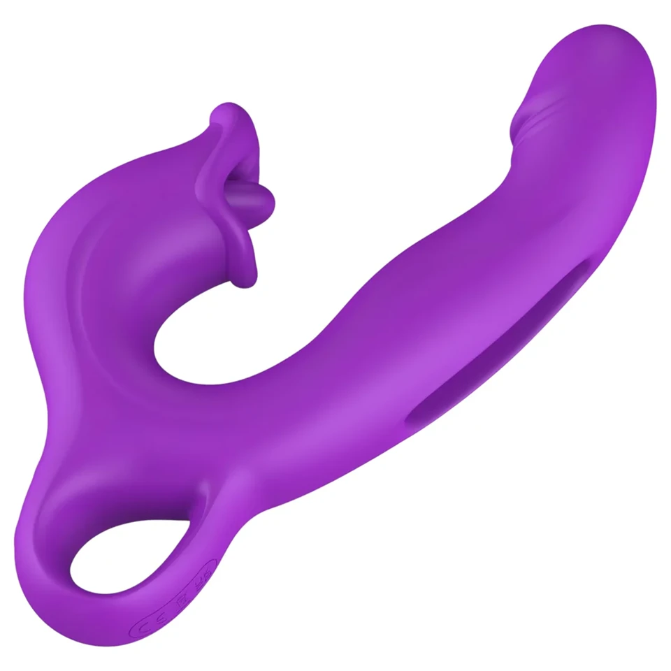 Erospace Sweet Play - nyelves csiklóizgató és bólogató G-pont vibrátor (lila)