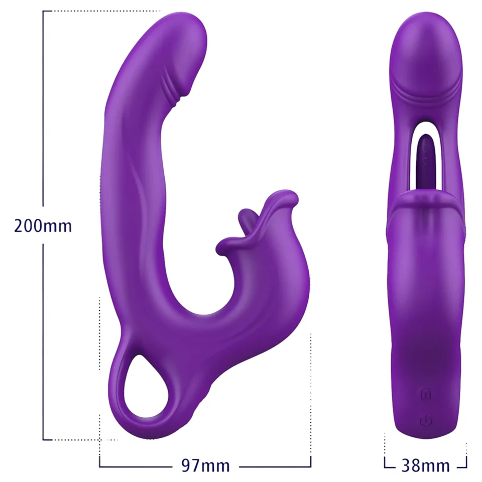 Erospace Sweet Play - nyelves csiklóizgató és bólogató G-pont vibrátor (lila)