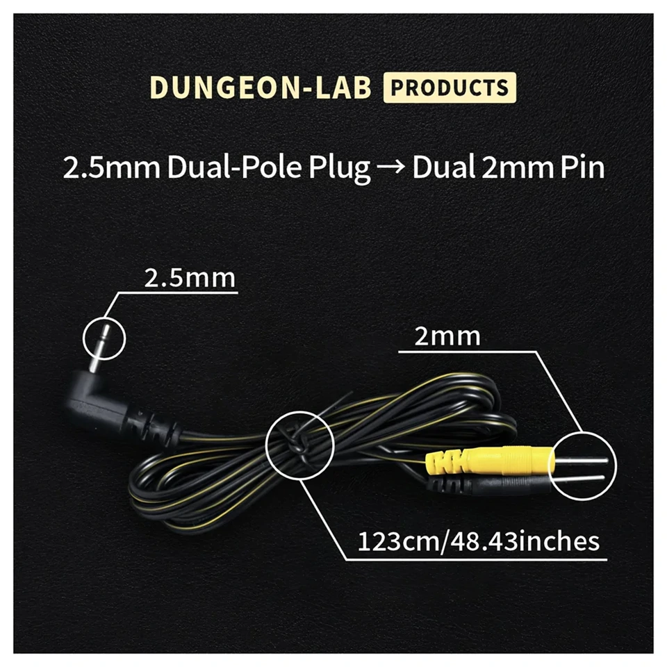 DG-LAB - elektródakábel 2,5 mm-es jackről 2 mm-es tüskékre (fekete)