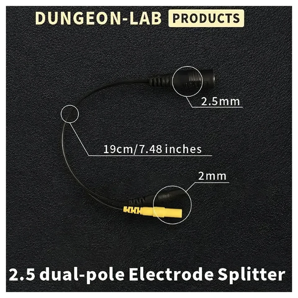 DG-LAB - elektróda elosztó 2,5 mm-es aljzatról 2 mm-esre (fekete)