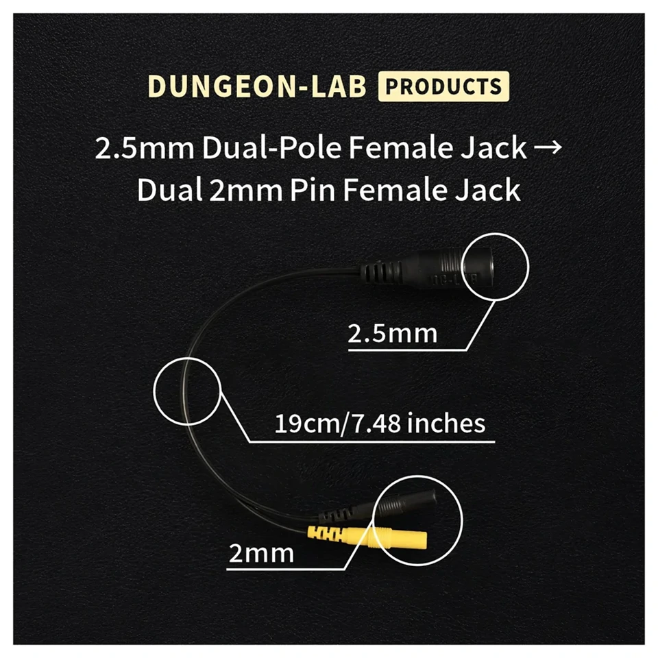 DG-LAB - elektróda elosztó 2,5 mm-es aljzatról 2 mm-esre (fekete)