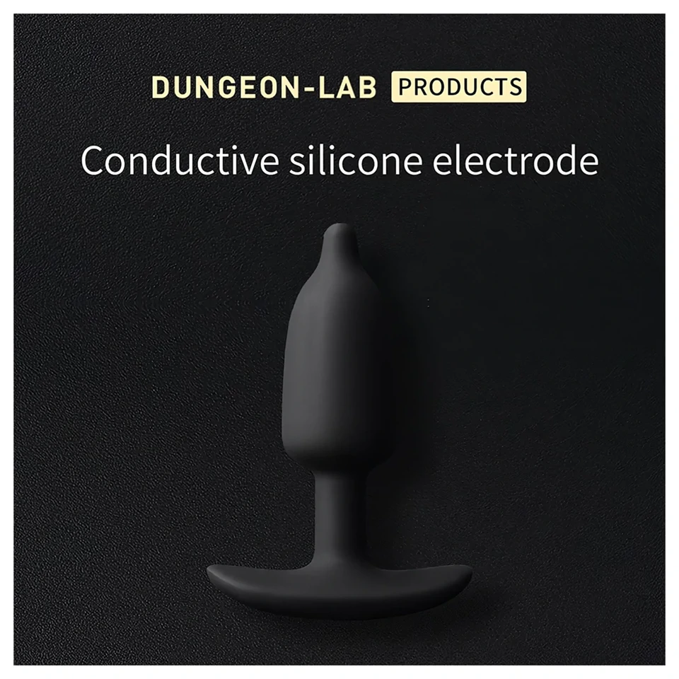 DG-LAB - kétpólusú, vezetőképes szilikon elektro análkúp (fekete)