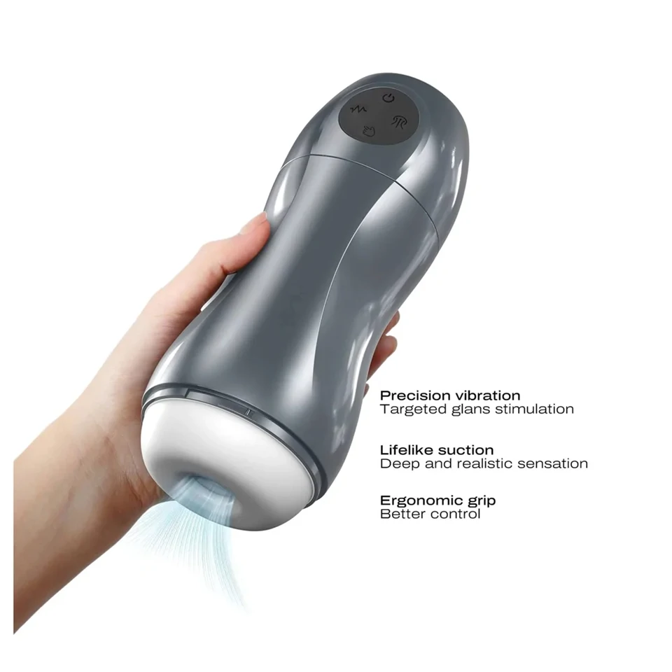 Dorcel Blowjoy Vibe - szívó és vibrációs akkus maszturbátor (szürke)