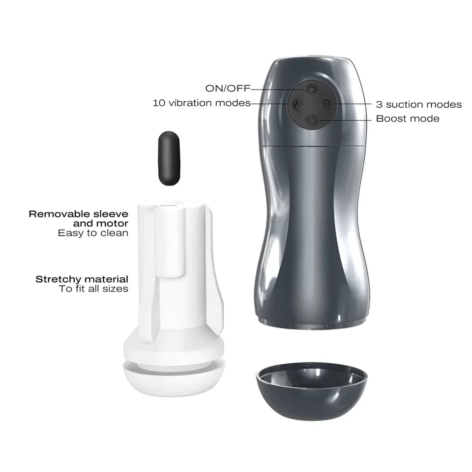 Dorcel Blowjoy Vibe - szívó és vibrációs akkus maszturbátor (szürke)