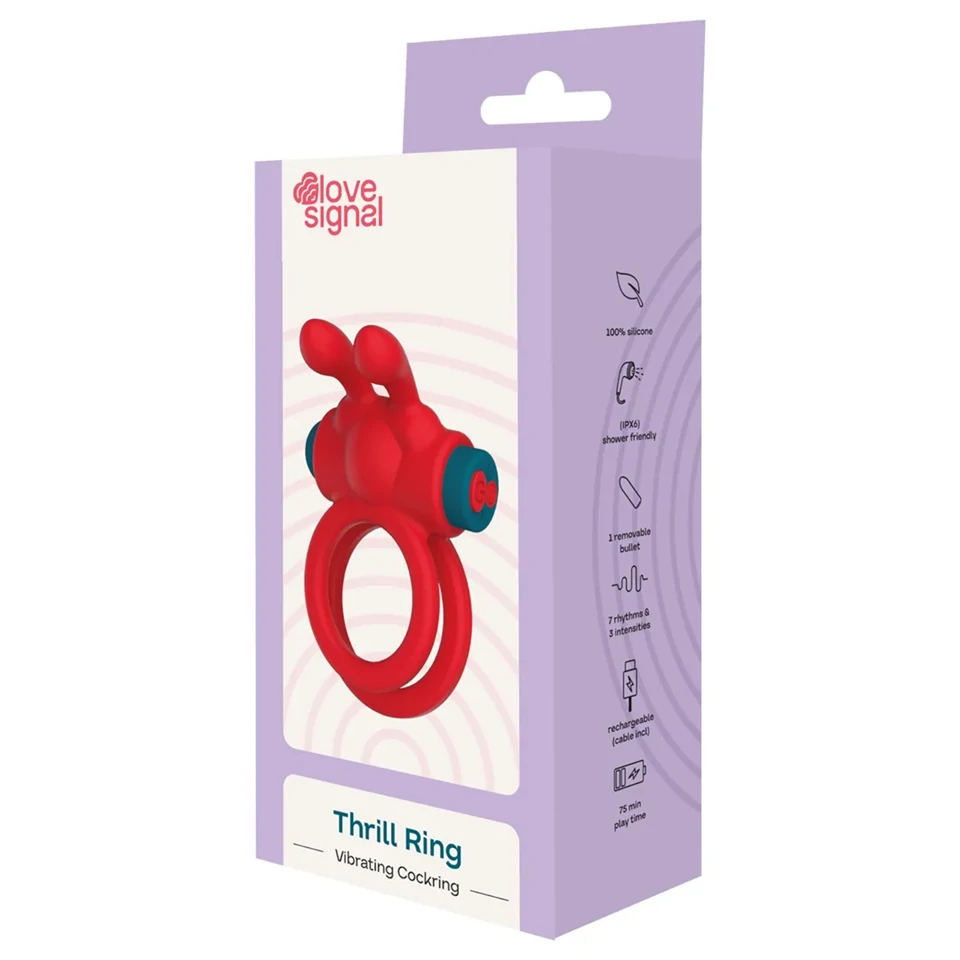 Dreamtoys Love Signal - vibráló péniszgyűrű (piros)