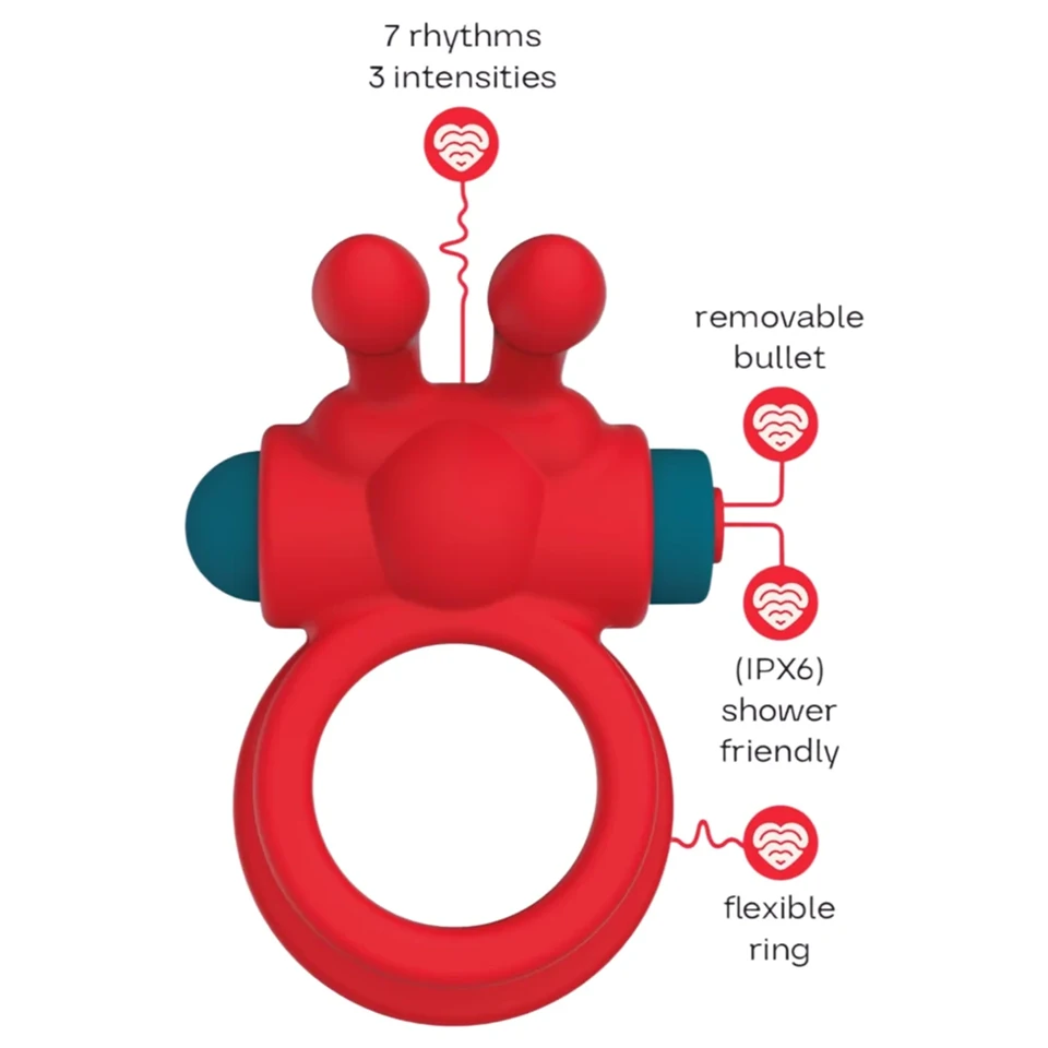 Dreamtoys Love Signal - vibráló péniszgyűrű (piros)