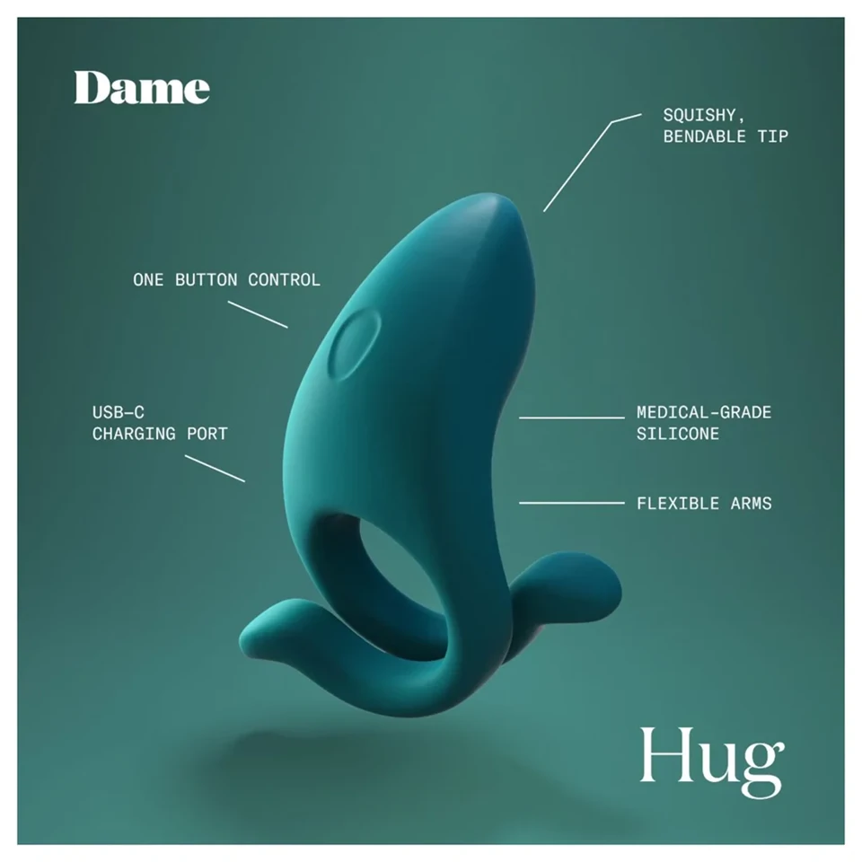 Dame Hug - állítható vibrációs péniszgyűrű (zöld)