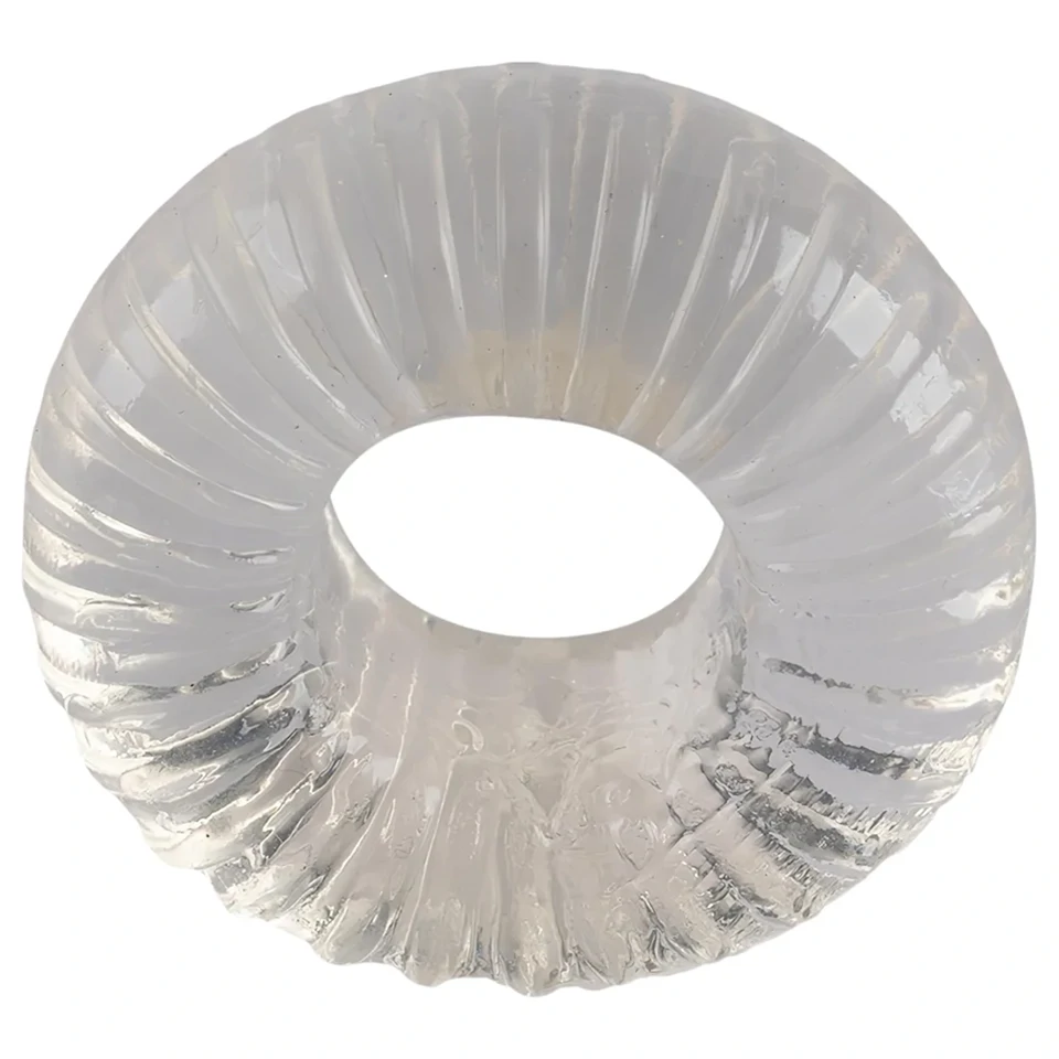 Pulselock Cocktura - bordázott TPE péniszgyűrű (átlátszó) - 19mm