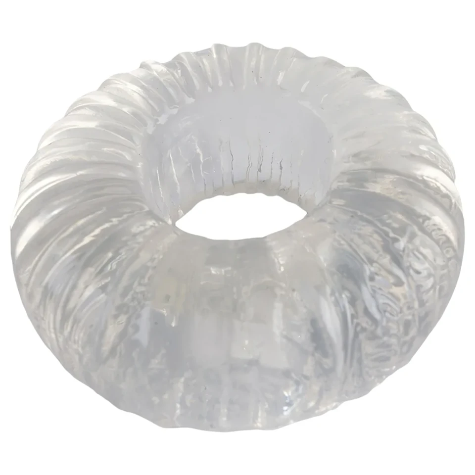 Pulselock Cocktura - bordázott TPE péniszgyűrű (átlátszó) - 19mm