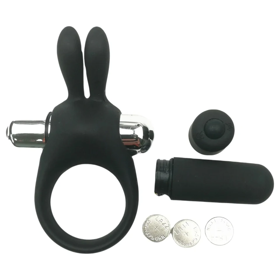 Pulselock Vantr - vibrációs nyuszis péniszgyűrű (fekete) - 30mm