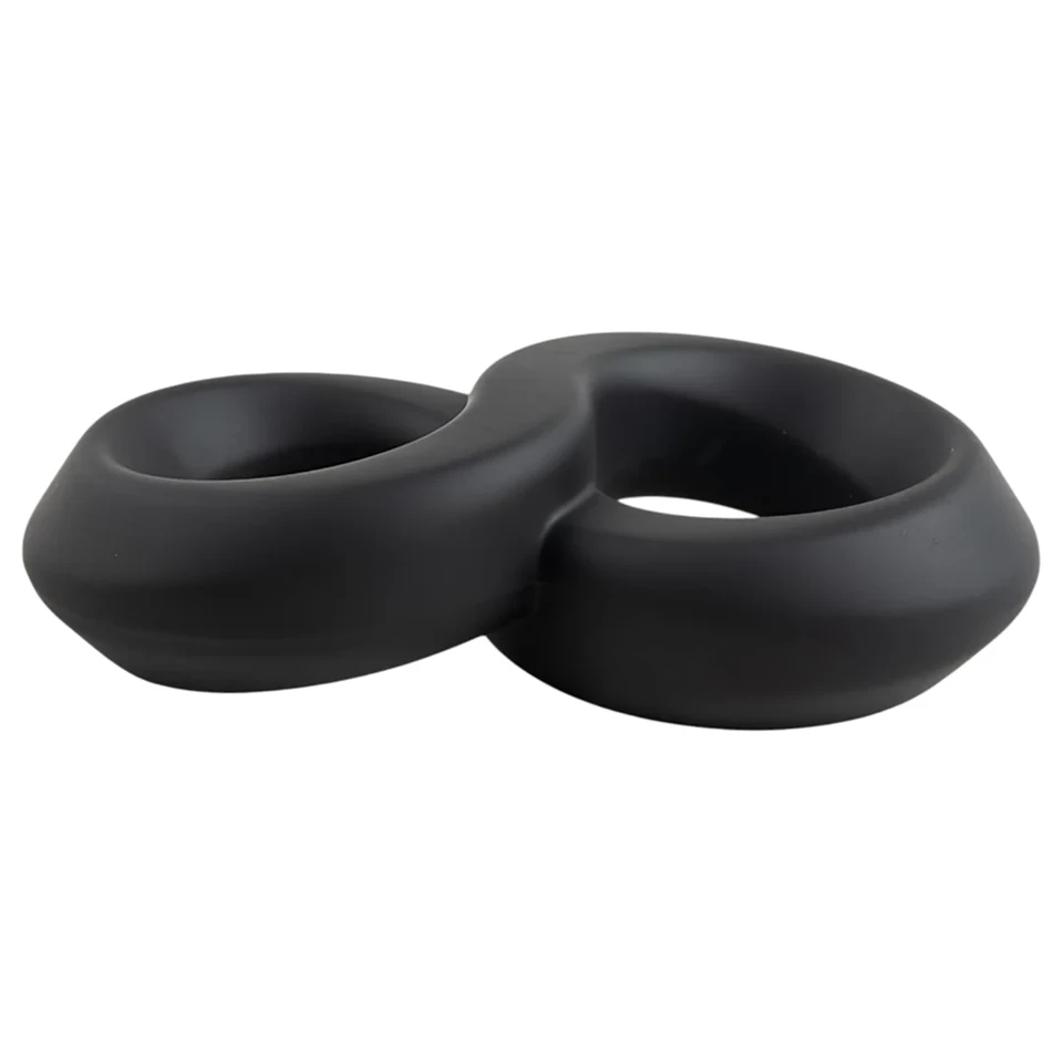 Pulselock Taur - dupla pénisz- és heregyűrű (fekete) - 20mm