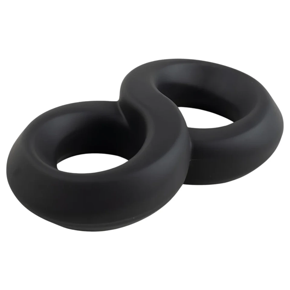 Pulselock Taur - dupla pénisz- és heregyűrű (fekete) - 20mm