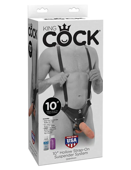 King Cock Hollow Strap-on Suspender System 10 inch Flesh