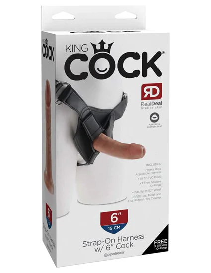King Cock Strap on Harness 6 inch Tan
