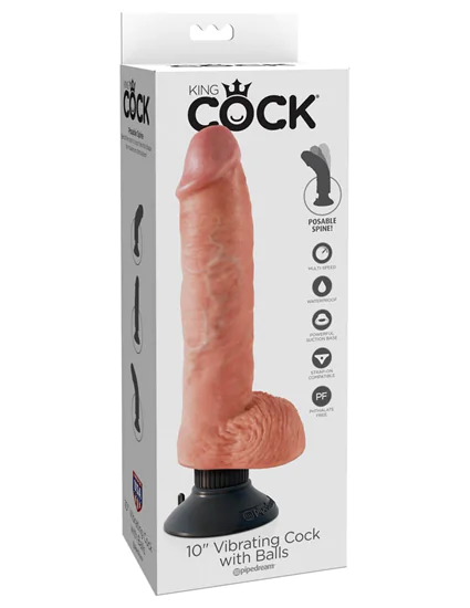 King Cock 10 inch Vibrating Cock With Balls  Flesh