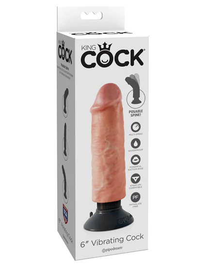 King Cock 6" Vibrating Cock Flesh