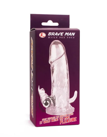 Brave Man Penis Sleeve With Bullet Clear