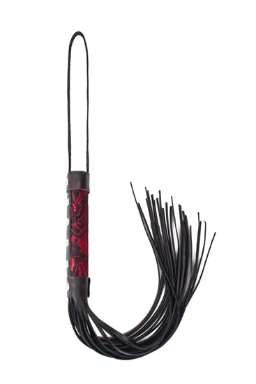 Red Leather Base With Black Fishnet Patterned Whip