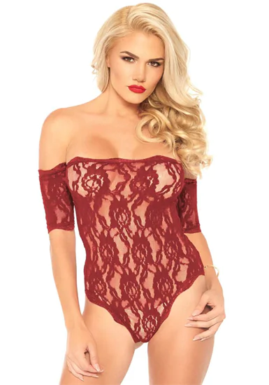 Lace Teddy And Bottom Burgundy S/M