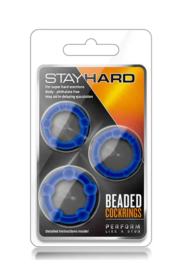 Stay Hard Beaded Cockrings Blue