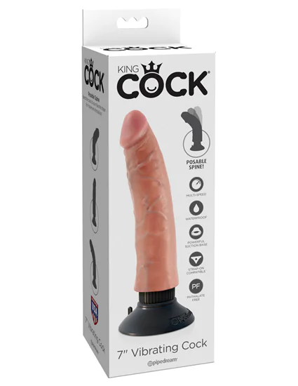King Cock 7 inch Vibrating Cock Flesh