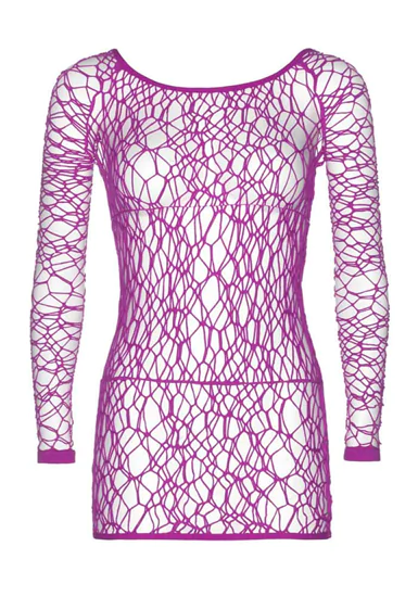 Web Net Long Sleeve Mini Dress