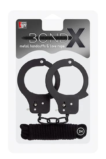 Bondx Metal Cuffs & Love Rope Set Black