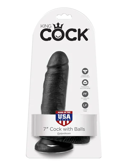King Cock 7 inch Cock With Balls Black