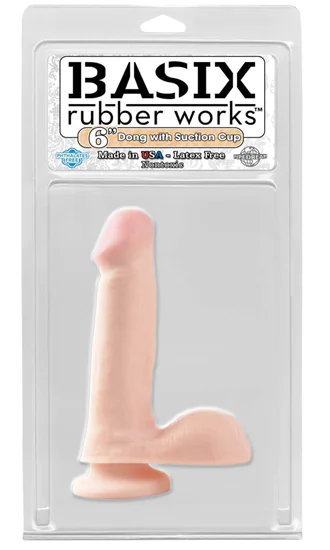 Basix Ruber Works 6 inch Dong With Suction Cup Flesh