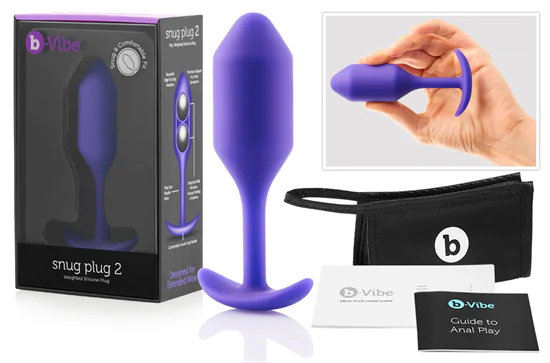 b-vibe Snug Plug 2 - dupla golyós anál dildó (114g) - lila