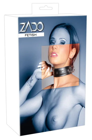 ZADO - 2 gyűrűs, valódi bőr nyakörv (fekete)