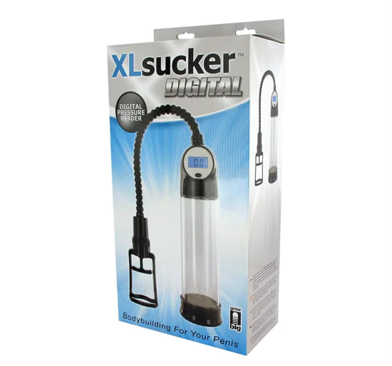 XLSUCKER - digitális potencia- és péniszpumpa (áttetsző)