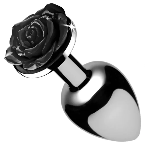 Booty Sparks Black Rose - 79g-os alumínium anál dildó (ezüst