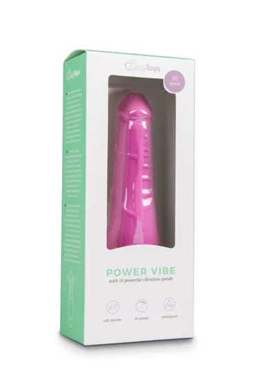 Easytoys Power Vibe - normál szilikon pénisz vibrátor (pink)