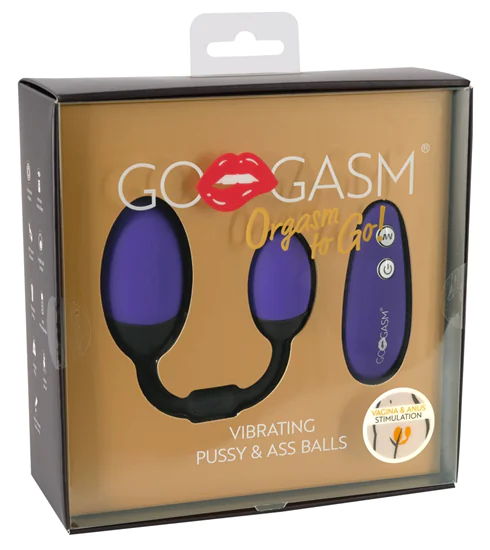 GoGasm Pussy & Ass - akkus, rádiós vibrációs tojás duó (lila
