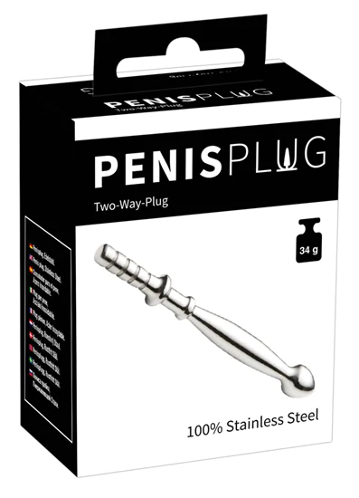 Penisplug Dilator Two-Way - acél húgycsőtágító dildó (0,5-1,