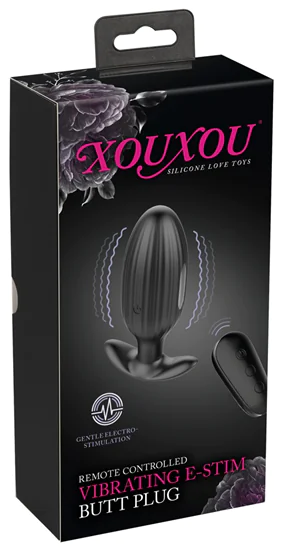 XOUXOU E-stim Butt Plug - Elektro análdildó (fekete)