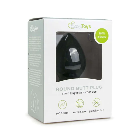 EasyToys Round Butt Plug XL - anál dildó (fekete) - extra na