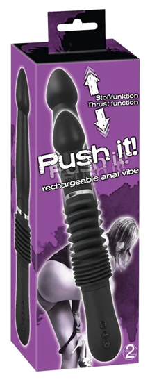 Push it - akkus lökő anál vibrátor (fekete)