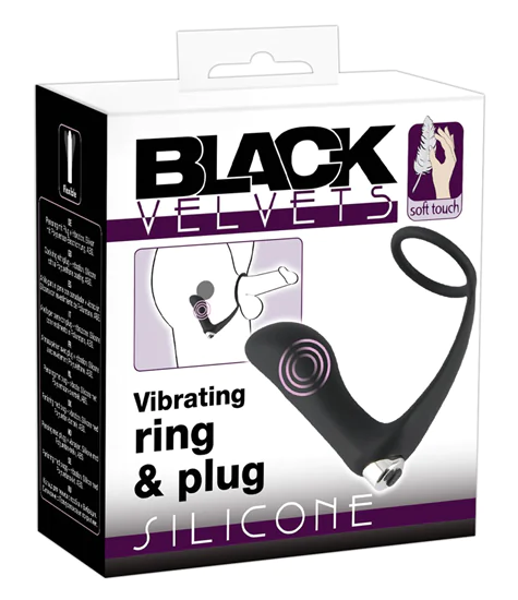 Black Velvet - akkus, szilikon anál vibrátor péniszgyűrűvel 