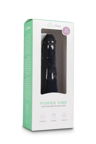 Easytoys Power Vibe - normál szilikon pénisz vibrátor (feket