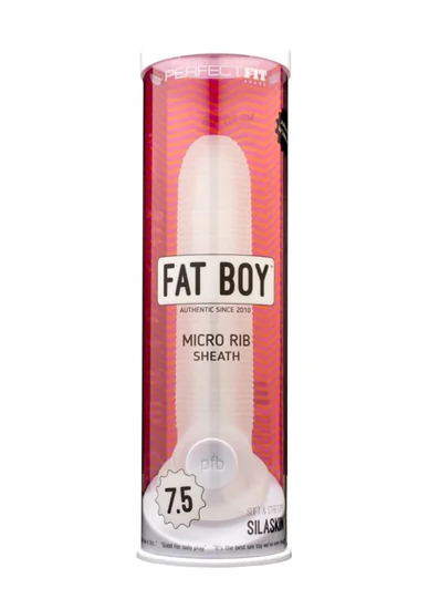 Fat Boy Micro Ribbed - péniszköpeny (19cm) - tejfehér