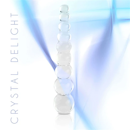 FEELZTOYS GLAZZZ Crystal Delight - gyöngyös üveg dildó (átte