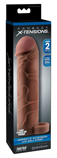 X-TENSION Perfect 2 - heregyűrűs péniszköpeny (19cm) - sötét